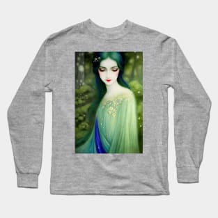 Illustration of Beautiful Lady Nature Spirt in Forest Long Sleeve T-Shirt